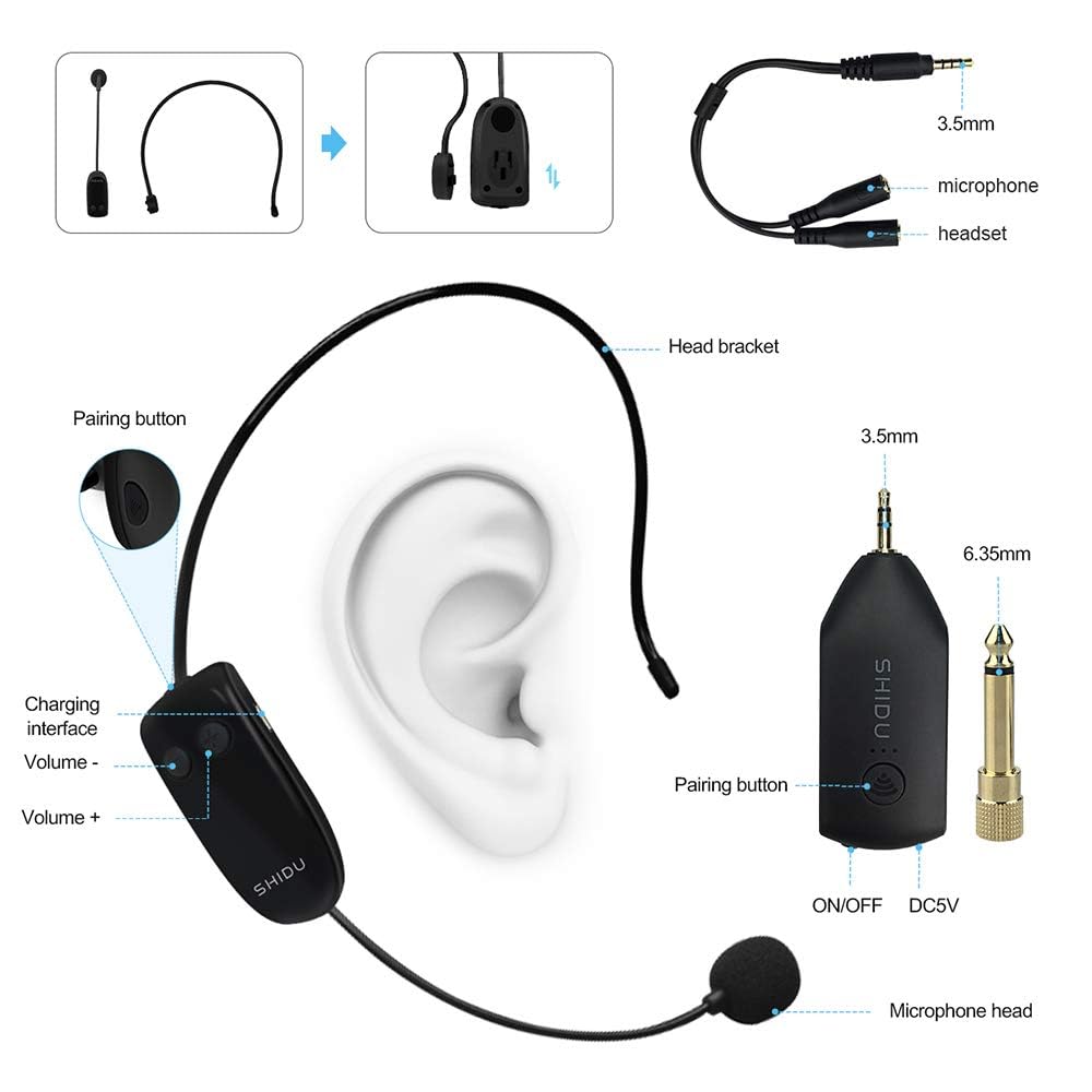 Amazon.com: Generic Wireless Microphone Headset, 160ft Range,UHF